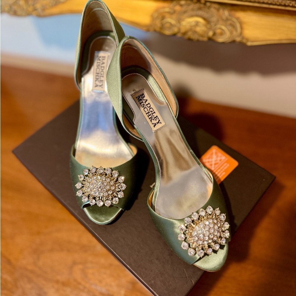 Badgley Mischka Lacie Satin Heels with Sparkling Embellishment - Picture 6 of 9